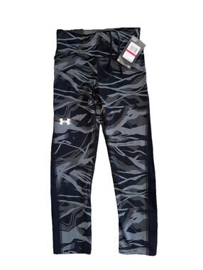 Under Armour Compression Ankle Leggings Black Gray Abstract Women’s XS New